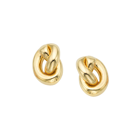 14K Gold Polished Puffed Love Knot Earring