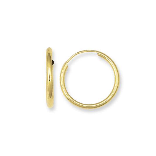 14K Gold Endless Hoop Earring | 15mm