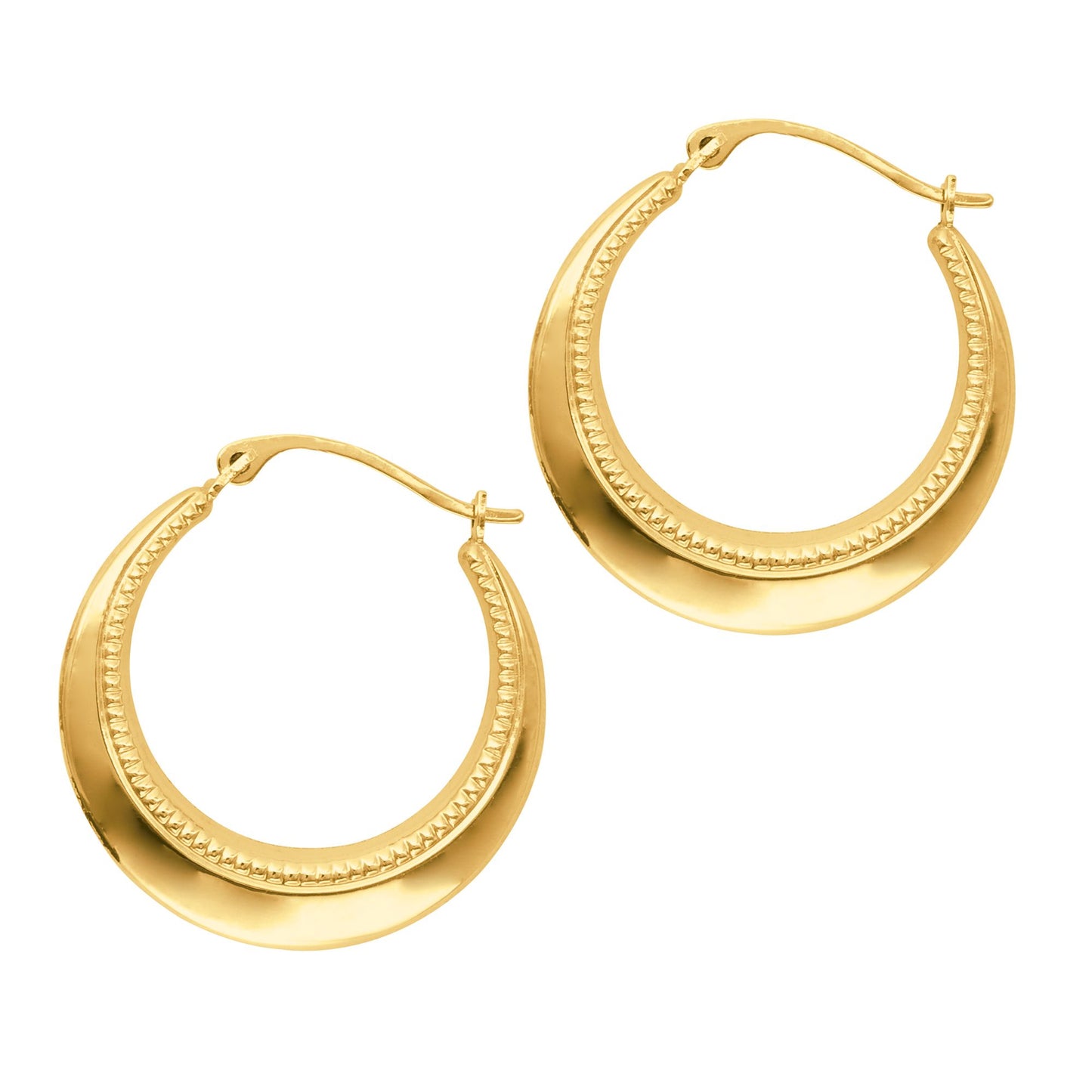 14K Gold Bead Detail Back to Back Hoop Earring