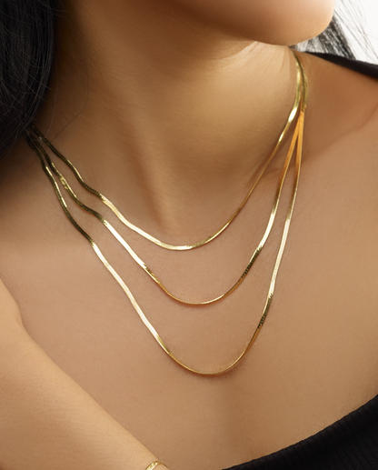 14K Multi-strand Herringbone Link Necklace