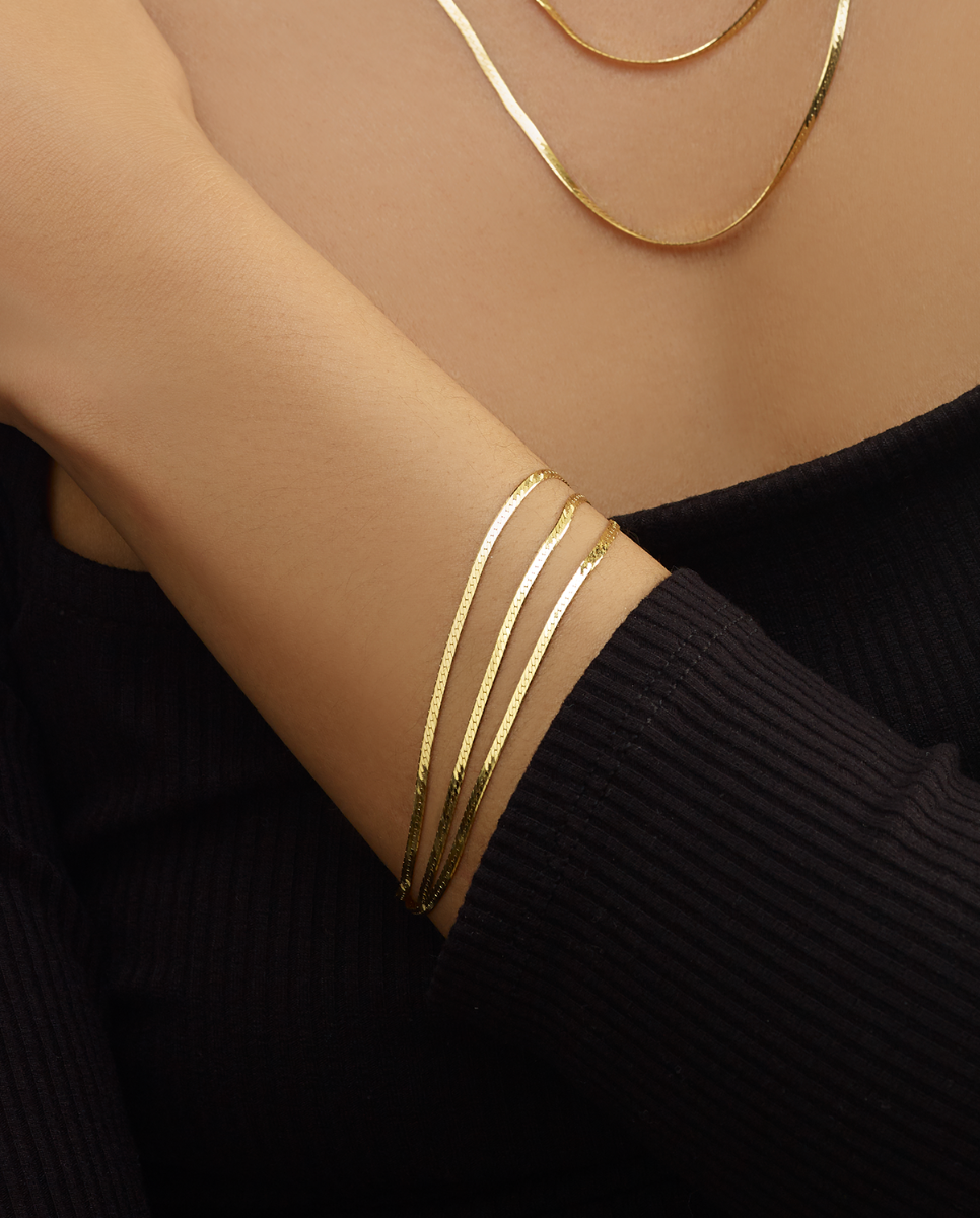 14K Multi-strand Herringbone Bracelet