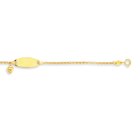 14K Gold Children's Dangling Heart ID Bracelet