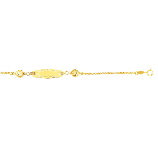 14K Gold Children's Puffed Heart Station Bracelet