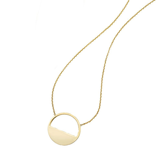 14K Gold Polished SOHO Half Disc Charm Pendant Necklace