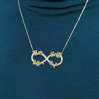 Four Name Necklace - Name Infinity Necklace - 4 Name Necklace - Infinity Name Necklace - Multiple name necklace gold- Multiple name necklace - Elegant Creations NYC