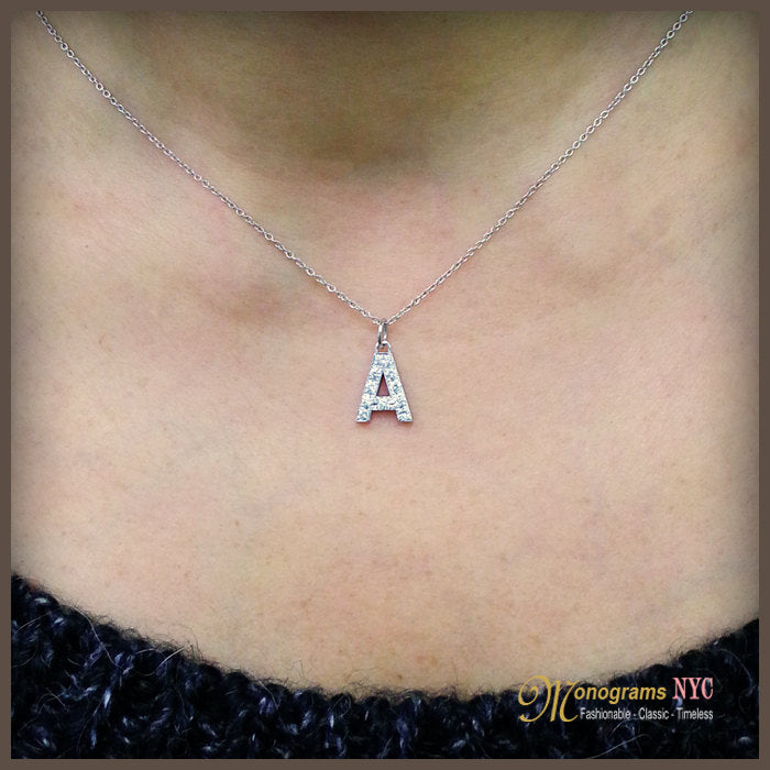 Gold Diamond Initial Necklace, Diamond Initial Pendant, Personalized Diamond Initial Necklace, Initial Necklace Gold, - Elegant Creations NYC