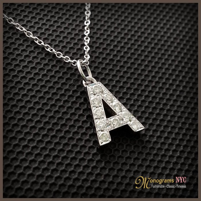 Gold Diamond Initial Necklace, Diamond Initial Pendant, Personalized Diamond Initial Necklace, Initial Necklace Gold, - Elegant Creations NYC