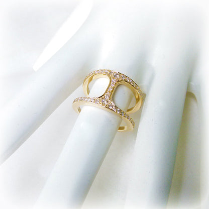 14k Gold Diamond Bridge Ring - Negative Space Ring - Christmas Gift - Valentines - Elegant Creations NYC