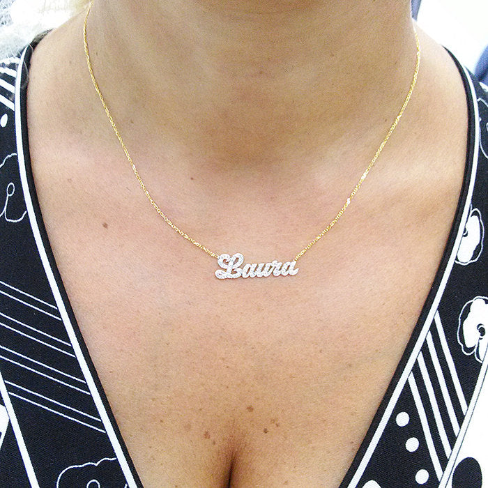 Diamond Name Necklace - handcrafted necklace - Personalized Necklace, Script Name necklace, Script Necklace, handmade Name Necklace - Elegant Creations NYC