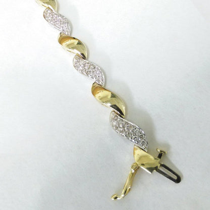 1.40 ctw. Diamond wave Bracelet 14k White and Yellow Gold 2 Tone  7" inch - Diamond Swirl - - Elegant Creations NYC