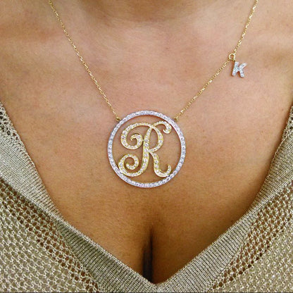 14kt. Gold Diamond Initial Necklace, Personalized Initial Necklace, Gold Initial Necklace, Diamond Initial Necklace, Letter Necklace - Elegant Creations NYC