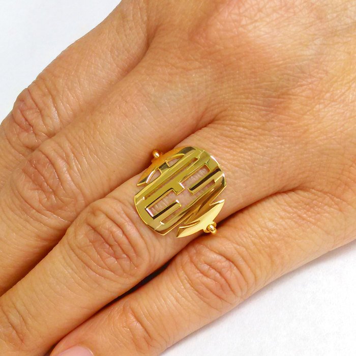 Large gold on sale initial ring