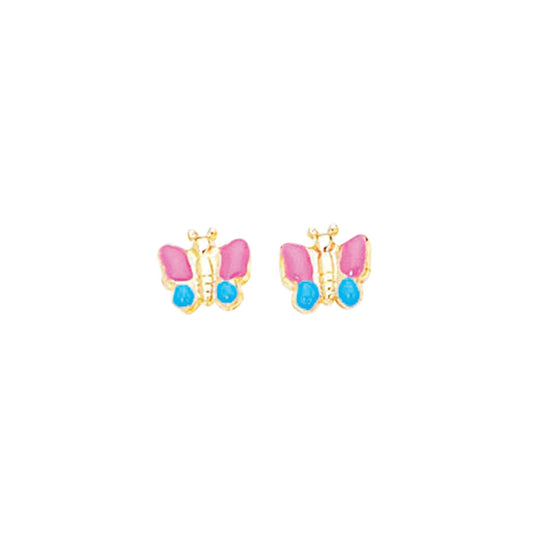 14K Gold Enamel Butterfly Stud Earring