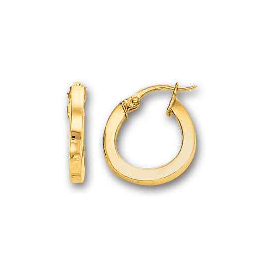 14K Gold 10x3mm Polished Round Hoop Earring