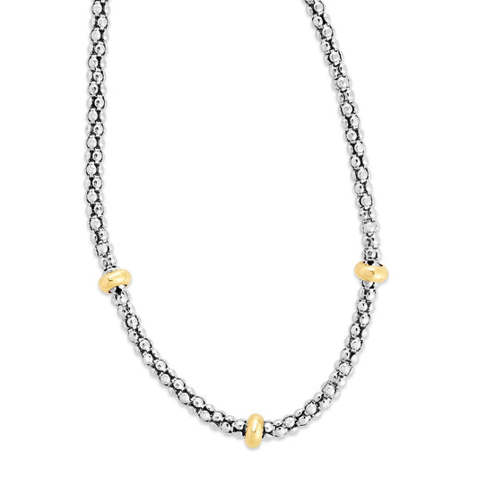 18K Gold and SterlingSilver Popcorn Chain Necklace