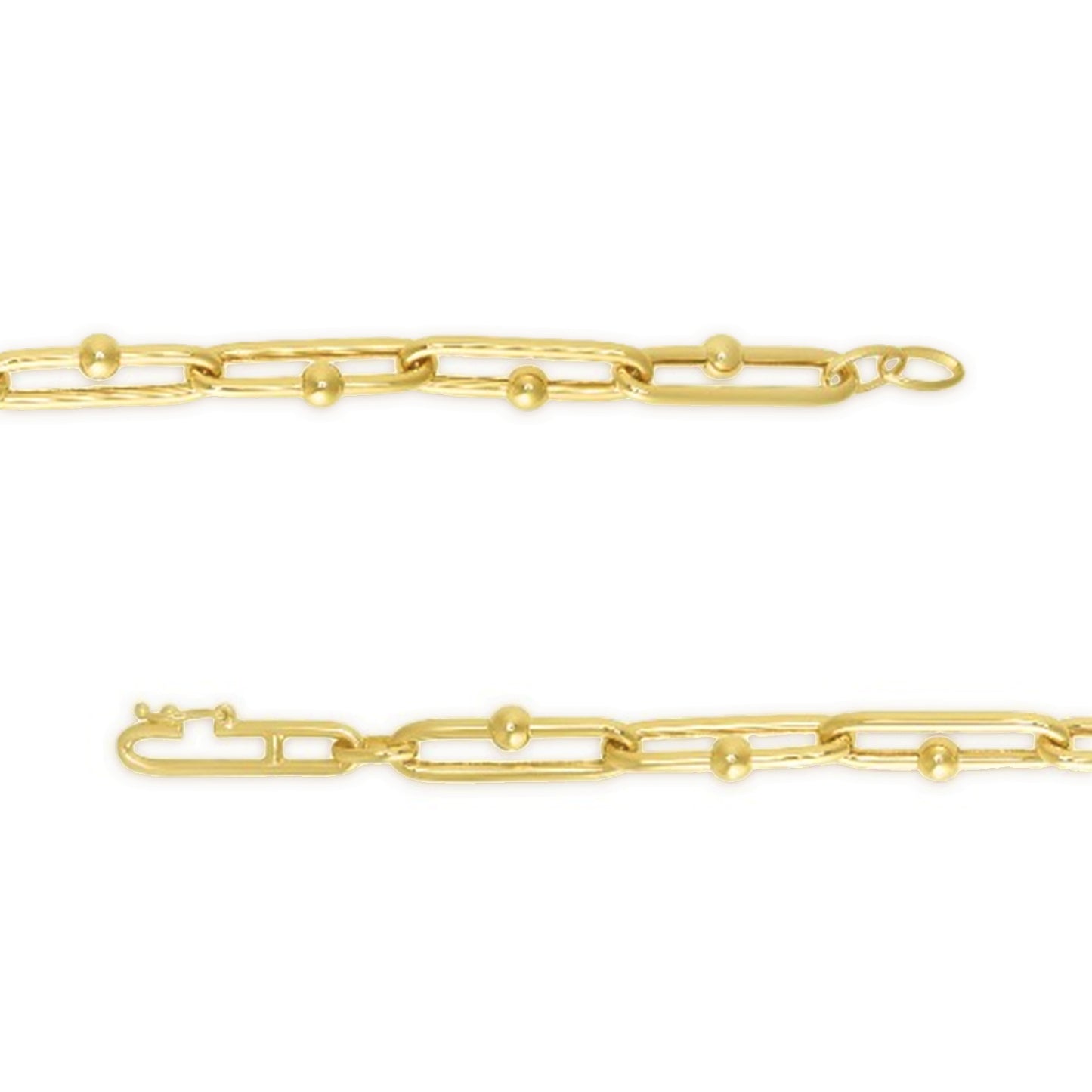 14K Gold Elongated Jax Link Chain with Lobster Clasp.