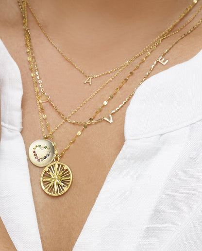 14K Medallion Compass Necklace