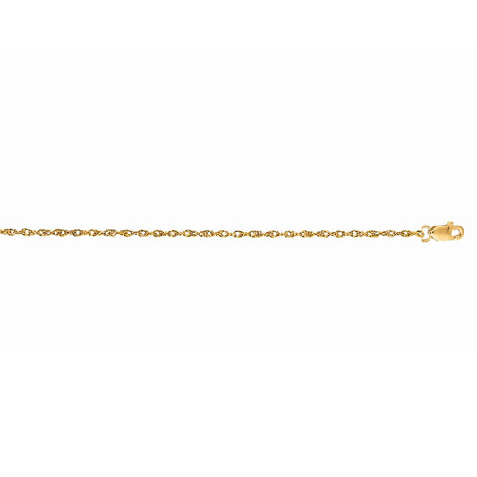 14K Gold Machine Rope Chain with Lobster Lock