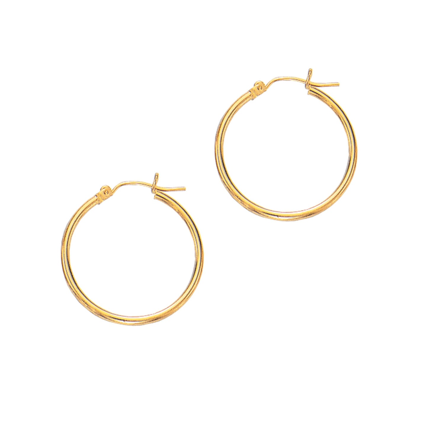 14K Gold Polished Hoop Earrings | 2mm Thickness