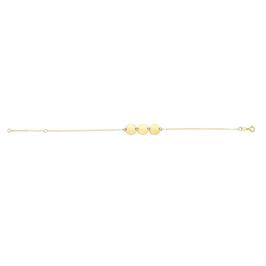 14K Gold Polished Triple Circle Bracelet