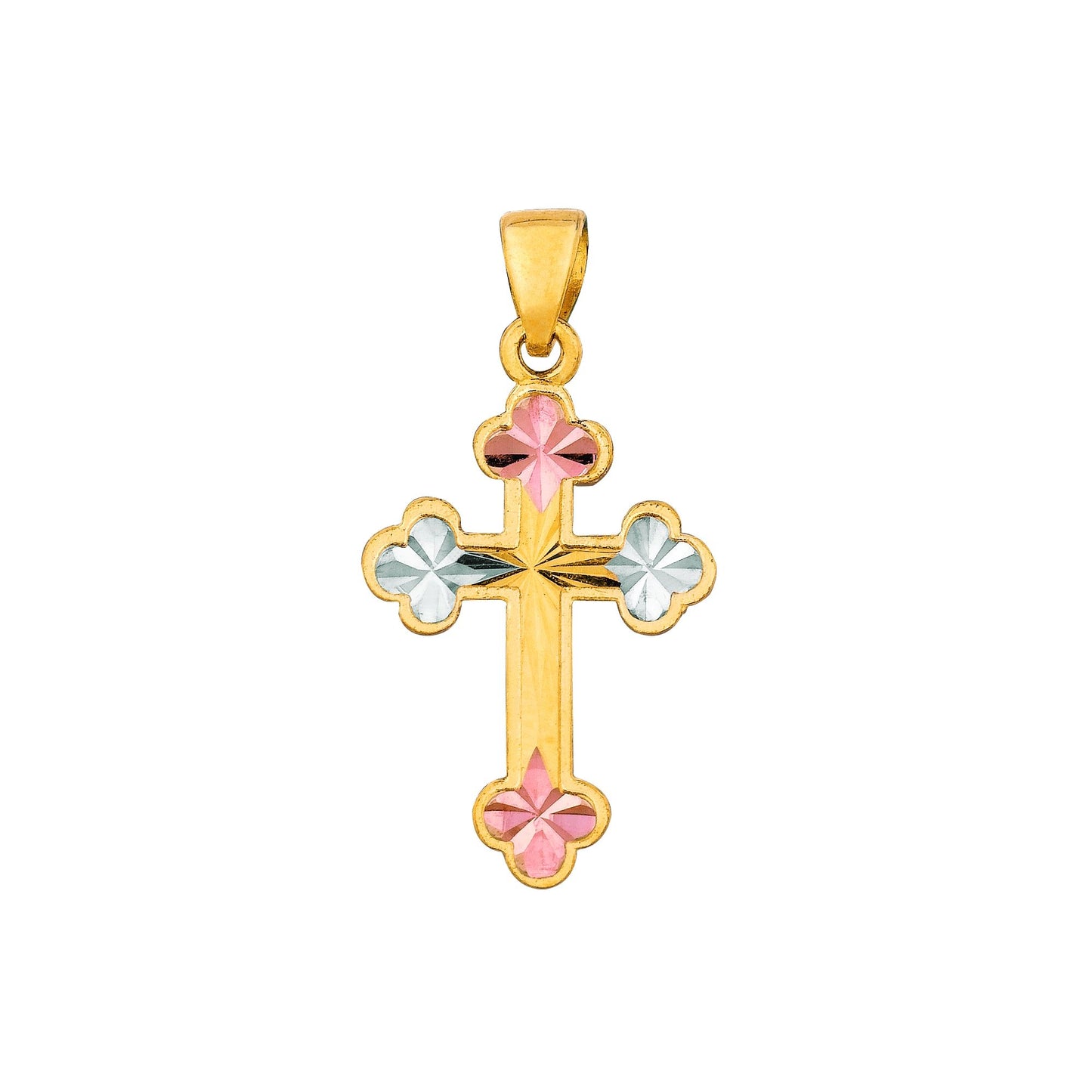 14K Tricolor Gold Cross