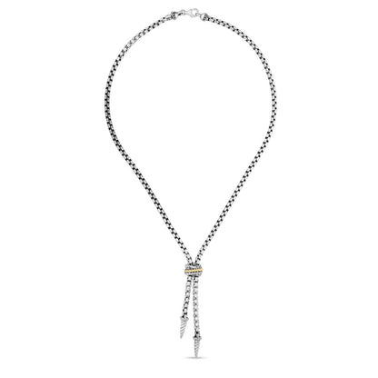 18K Gold & Sterling Silver Popcorn Lariat Necklace