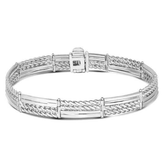 Sterling Silver 8in Rectangle Bar Bracelet