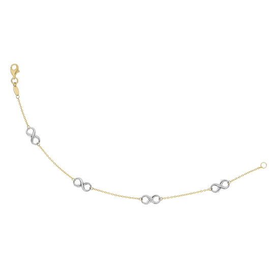 14K Gold Polished Infinity Station Chain