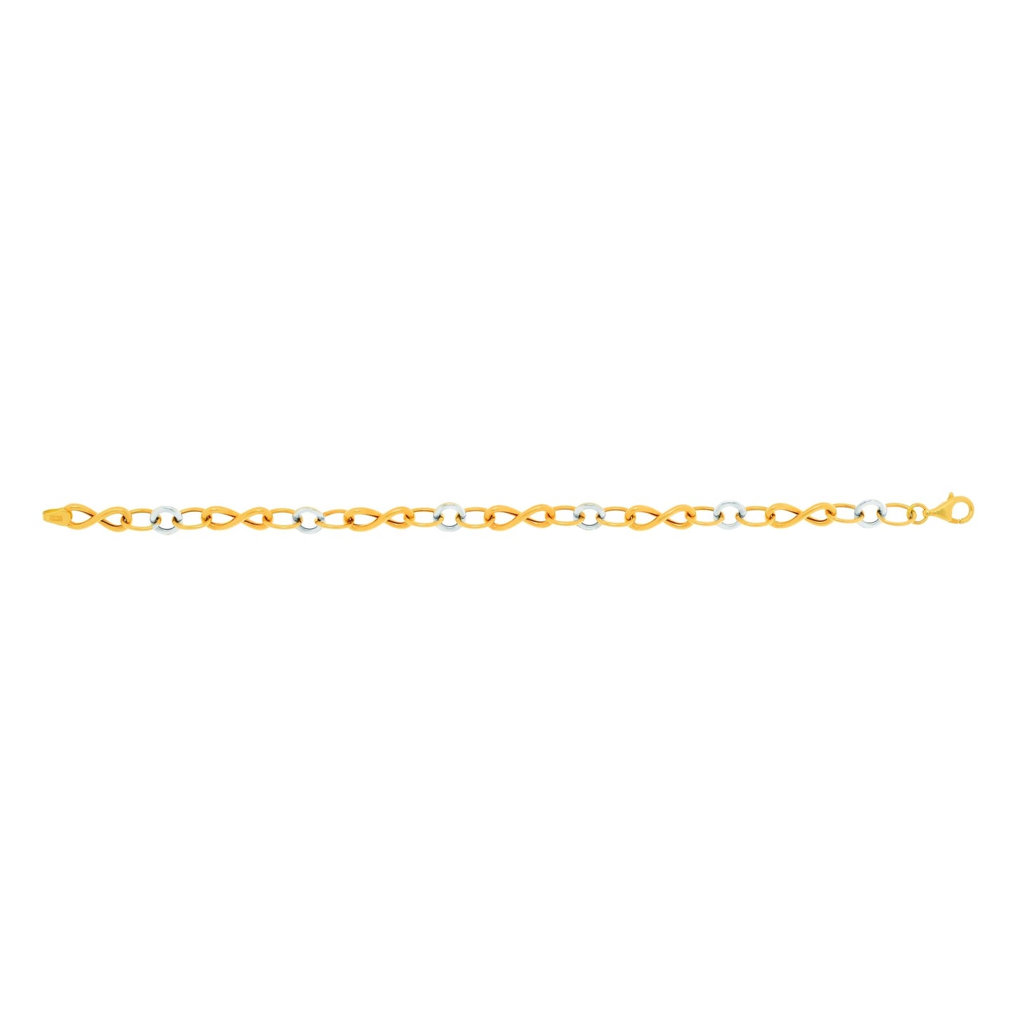 14K Two-tone Gold Polished Infinity Link Bracelet