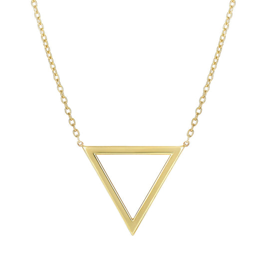 High Polished 14K Gold Triangle Charm Pendant Necklace