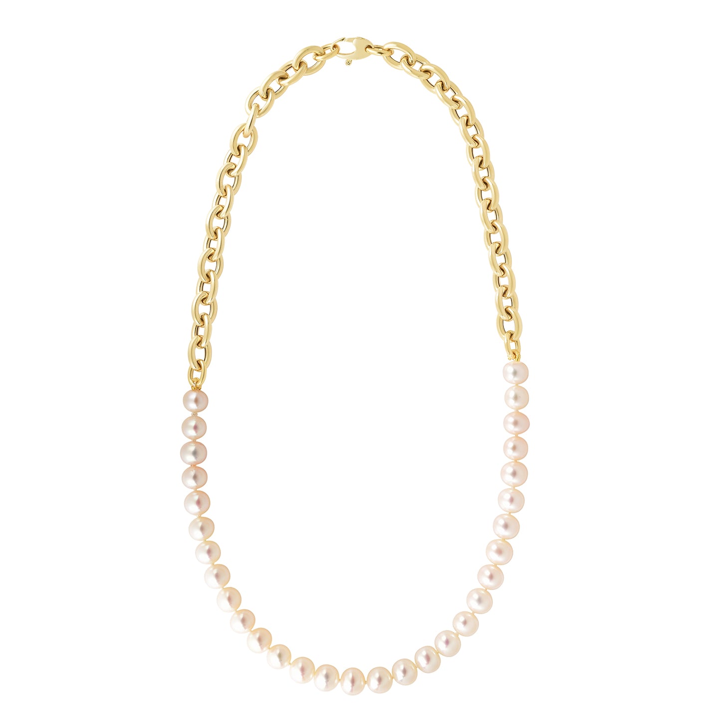 14K Gold Pearl & Rolo Link Necklace Necklace