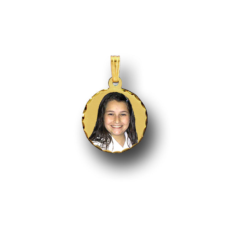 Round Photo Pendant with Diamond Cut Edges