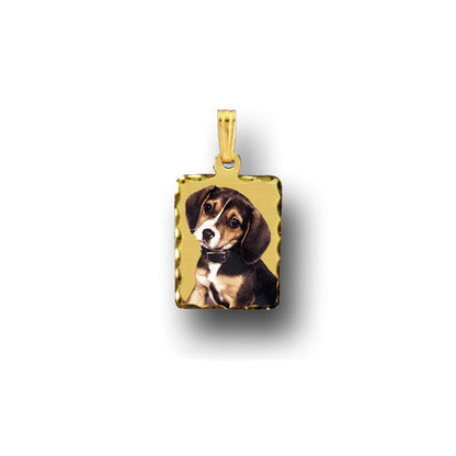 14K Gold Rectangle Picture Pendant with Diamond Cut Edge - Personalized Custom Jewelry with Your Pictures