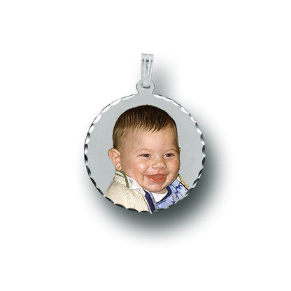 Round Photo Pendant with Diamond Cut Edges