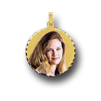 Round Photo Pendant with Diamond Cut Edges