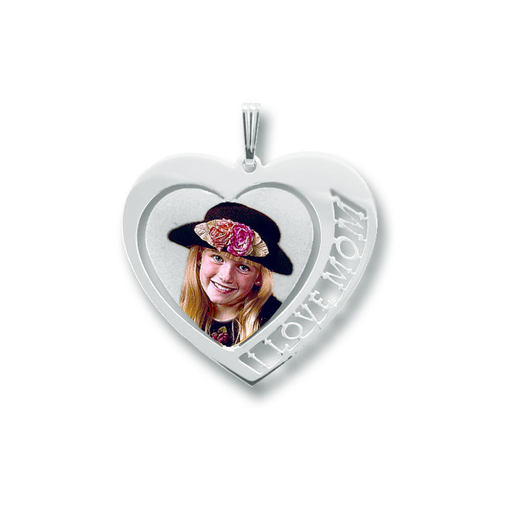 14K Gold Heart Picture Pendant with Personalized Name