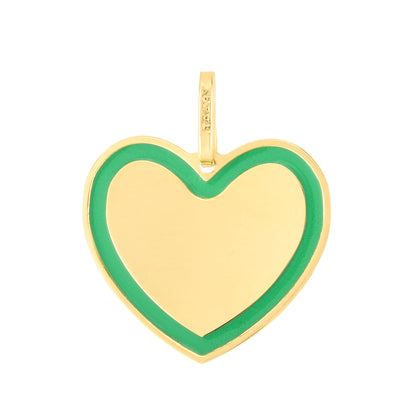 14K Yellow Gold Colored Enamel Heart Charm