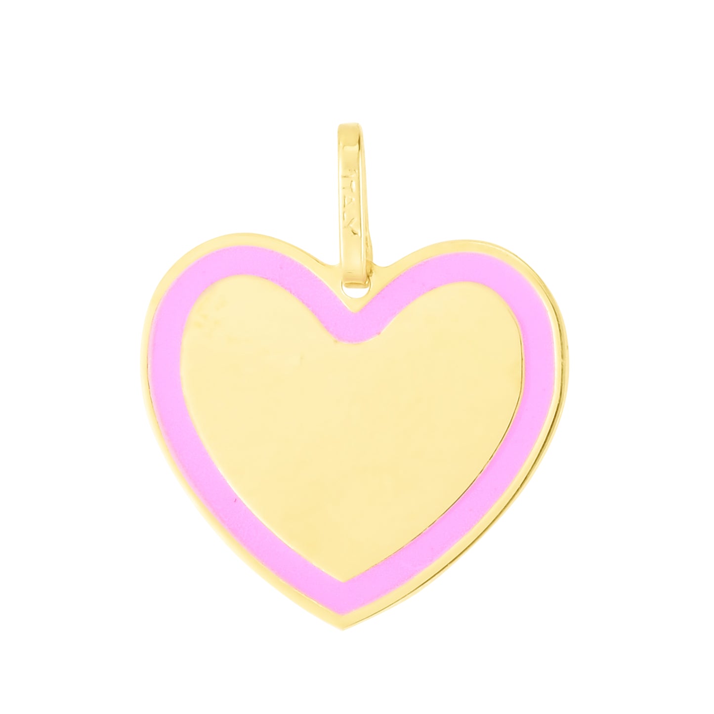 14K Yellow Gold Colored Enamel Heart Charm