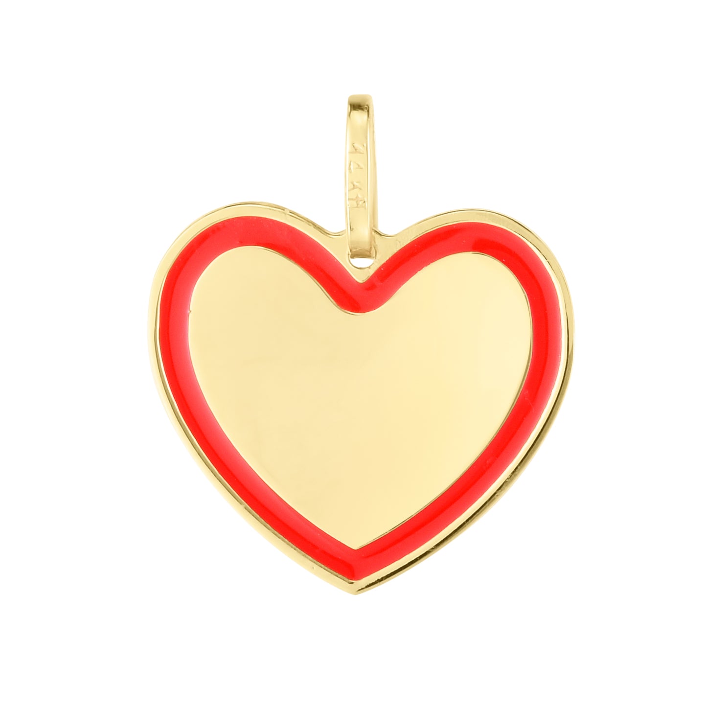 14K Yellow Gold Colored Enamel Heart Charm