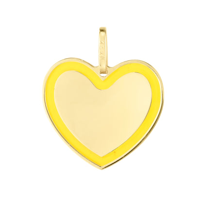 14K Yellow Gold Colored Enamel Heart Charm