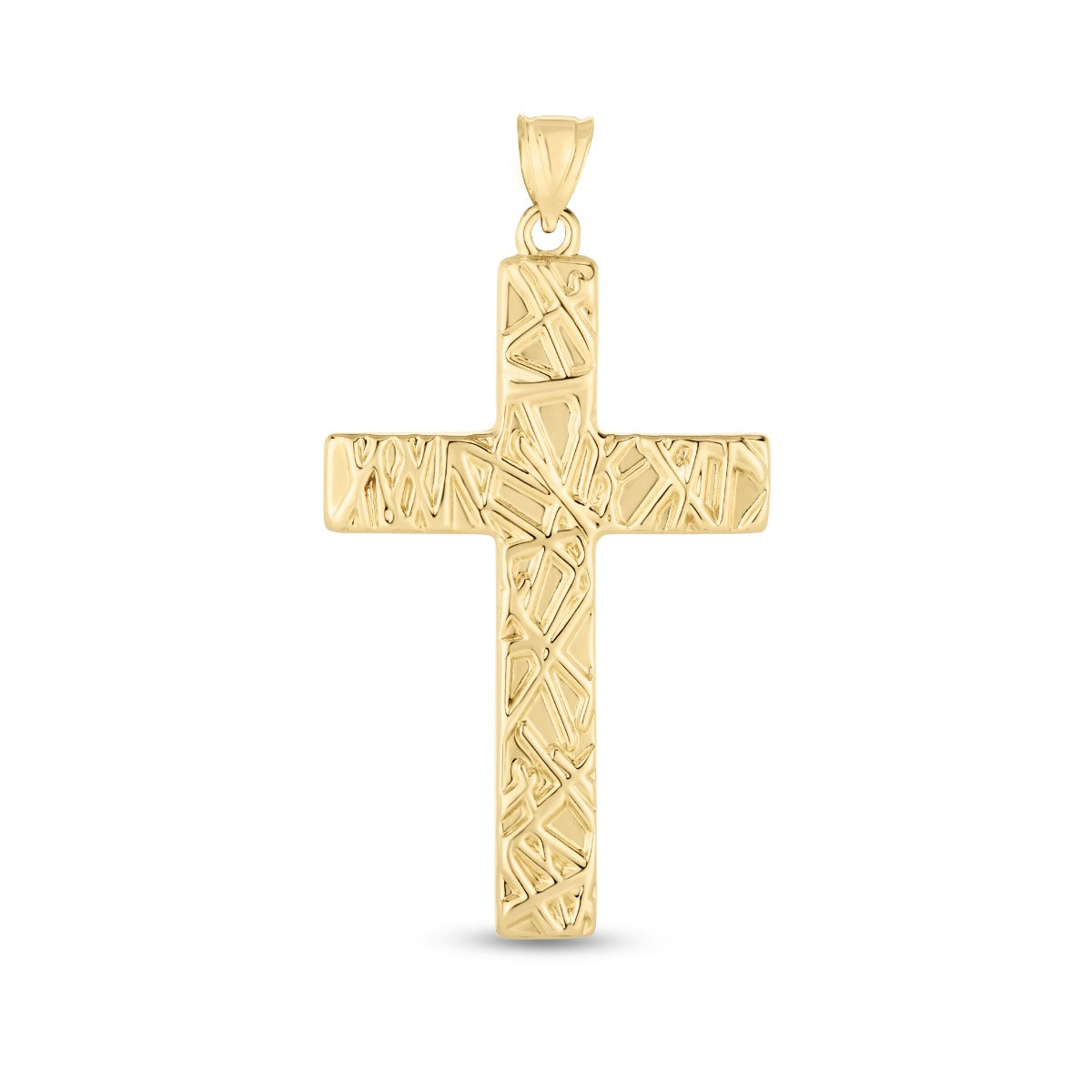 14K Yellow Gold Textured Cross Pendant