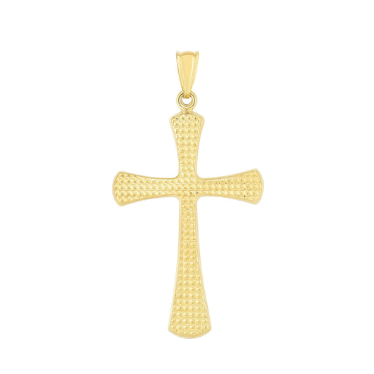 14K Yellow Gold Large Diamond Cut Cross