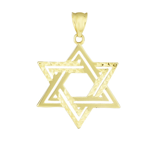 14K Yellow Gold Double Row Star of David