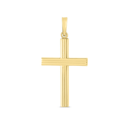 14K Yellow Gold Straight Edge Cross Pendant