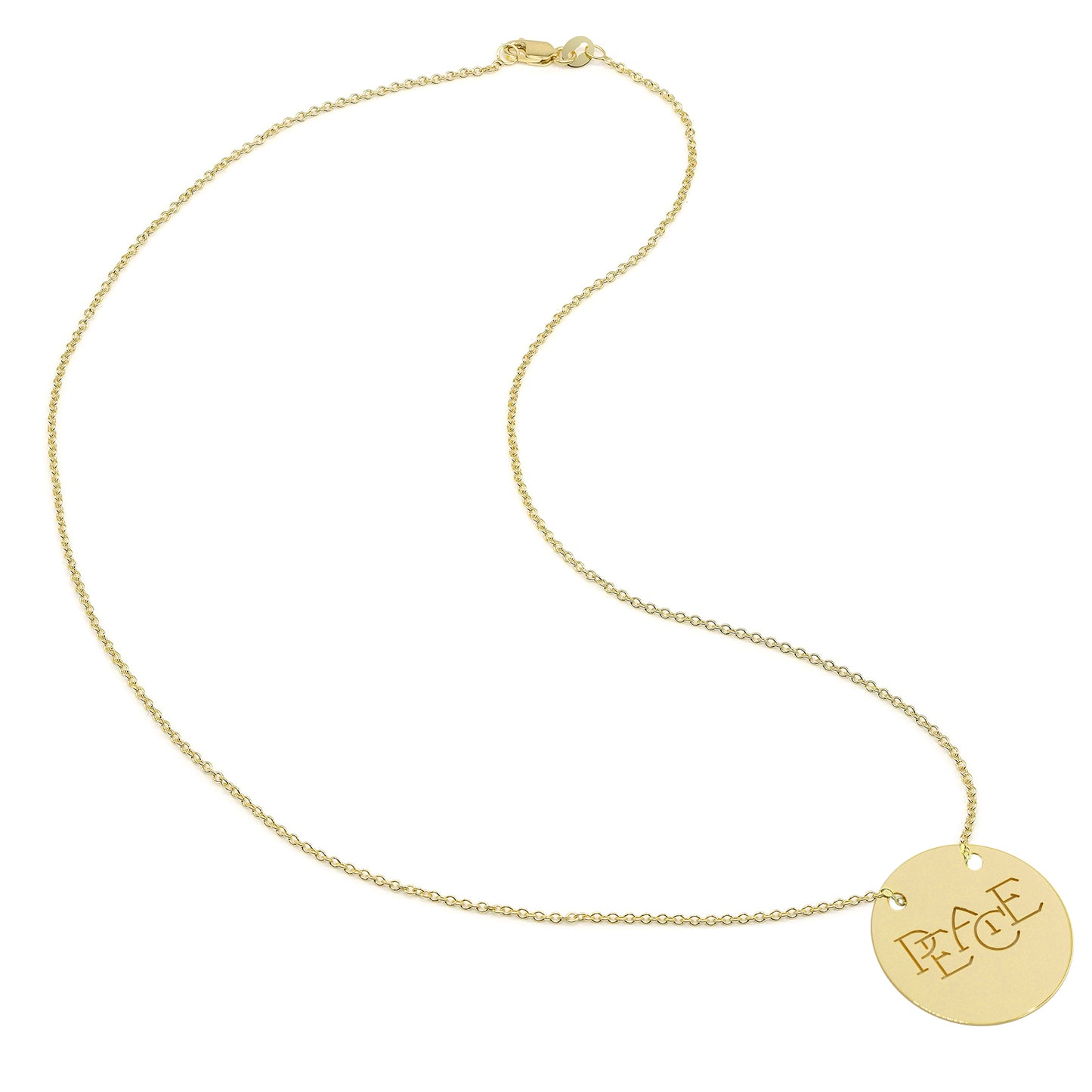 14kt. Gold and Diamonds Peace Disc Necklace with Diamonds