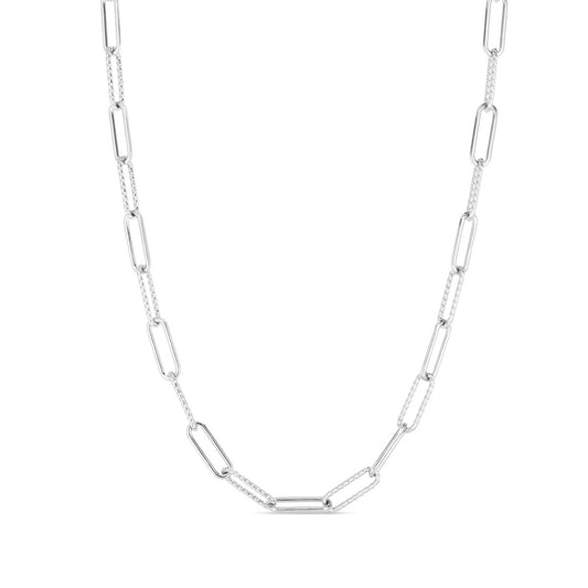 Sterling Silver Alternating Cable Link Paperclip Chain