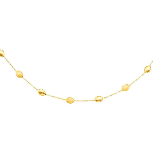 14K Gold Satin Pebble Strand Chain Necklace