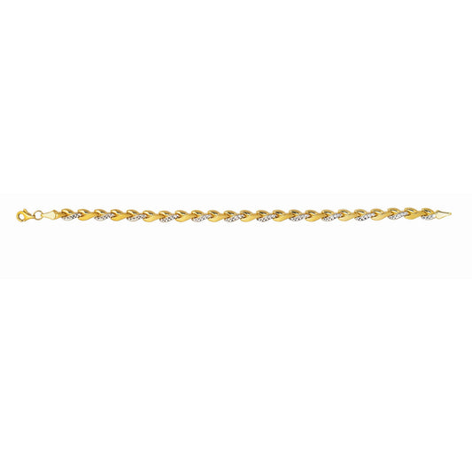 14K Two-tone Gold Diamond Cut Stampato Bracelet