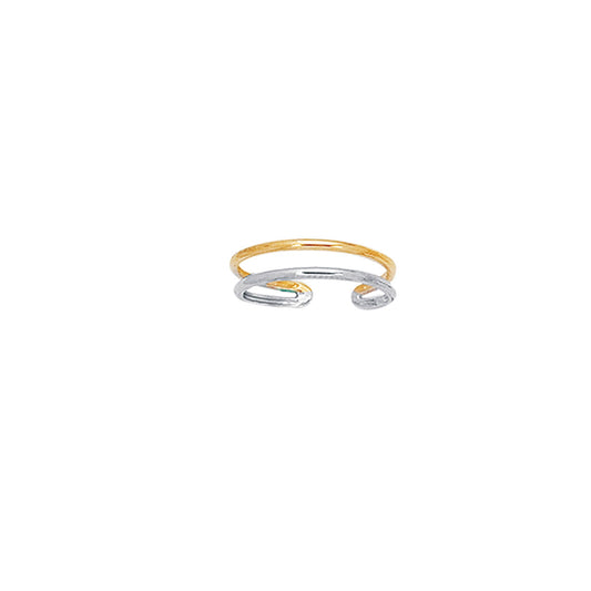 14K Yellow & White Gold Open Bar Toe Ring