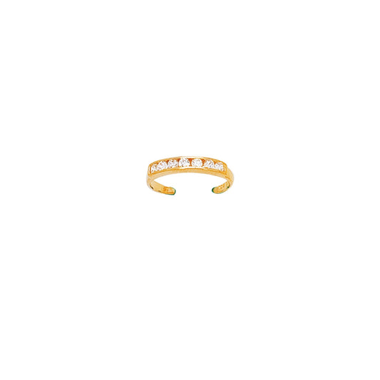 14K Yellow Gold CZ Channel Set Toe Ring